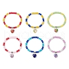 Baking Painted Imitation Jade Glass Round Beaded Charm Bracelets BJEW-JB11737-2