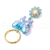 3 Pcs Butterfly Acrylic & Flower Glass Seed Beaded Keychain KEYC-MZ00007-6