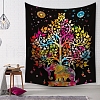 Polyester Tree of Life & Elephant Pattern Wall Hanging Tapestry TREE-PW0003-28A-02-1