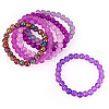 6Pcs 6 Styles 8mm Glass Round Beaded Stretch Bracelet Sets BJEW-TAC0022-3
