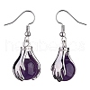 Natural Amethyst Palm Dangle Earrings EJEW-A092-09P-07-2