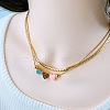 Colorful Triple Heart Stainless Steel Enamel Double Layer Necklaces for Women WGF01DB-01-2