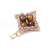 Natural Tiger Eye & Glass Seed Beaded Star Pendants PALLOY-MZ00692-02-4