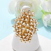 Brass Micro Pave Clear Cubic Zirconia Cuff Rings for Women RJEW-C126-15G-2