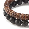 2Pcs 2 Style Natural Coconut & Gemstone Stretch Bracelets Set BJEW-JB07938-6