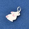 925 Sterling Silver Pink and White Enamel Rabbit Charms STER-G046-03S-2