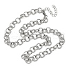 304 Stainless Steel Textured Rolo Chain Necklaces for Women NJEW-U050-01P-4