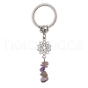Natural Red Jasper Red Aventurine Citrine Green Aventurine Lapis Lazuli Amethyst & Synthetic Turquoise Keychain with Alloy Finding and 304 Stainless Steel Split Key Ring KEYC-JKC00957-4
