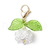 Flower Acrylic & Glass Pearl Pendant Decorations HJEW-MZ00219-02-2