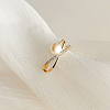 Criss Cross Brass Micro Pave Clear Cubic Zirconia with Plastic Imitation Pearl Cuff Rings FS-WG6C634-01-1-1