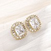 Brass Micro Pave Clear Cubic Zirconia Stud Earrings EJEW-F373-06G-3