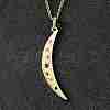 Brass Micro Pave Colorful Cubic Zirconia Moon Pendant Necklaces for Women NJEW-D311-02A-G-1