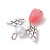 Resin Imitation Pearl Pendants PALLOY-JF02566-08-3