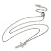 304 Stainless Steel Crystal Rhinestone Cross Pendant Necklaces NJEW-S442-08P-4