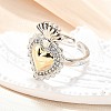 Gothic Style Brass Micro Pave Clear Cubic Zirconia Cuff Rings for Women RJEW-U051-02F-GP-2