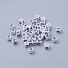 Letter W White Letter Acrylic Cube Beads X-PL37C9308-W-2