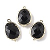 Natural Obsidian Faceted Oval Connector Charms G-H323-02G-06-1