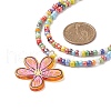 Transparent Printed Acrylic Flower Pendant Necklaces NJEW-JN04152-5