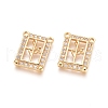 Brass Micro Pave Clear Cubic Zirconia Pendants ZIRC-G152-45G-1