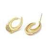 Rack Plating Brass Horn Stud Earrings with Cubic Zirconia EJEW-D061-48G-2