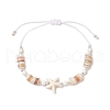 Adjustable Dyed Synthetical Turquoise Beaded Braided Bead Bracelets for Women BJEW-JB11805-02-2