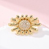 Brass Micro Pave Clear Cubic Zirconia Cuff Rings for Women RJEW-U047-28G-2