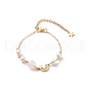Clear Cubic Zirconia Moon and Star Link Bracelet with Brass Chains BJEW-JB08789-1