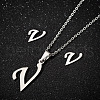 201 Stainless Steel Pendant Necklaces & Stud Earrings Sets WG00841-37-1