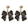 Bowknot Alloy Enamel Dangle Stud Earrings EJEW-JE06449-3