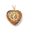 7Pcs 7 Styles Chakra Natural Tiger Eye & Sodalite & Red Jasper & Quartz Crystal & Green Aventurine & Amethyst & Red Aventurine Copper Wire Wrapped Heart Pendants PALLOY-JF03044-3