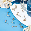 Beebeecraft 30Pcs 3 Style Brass Micro Pave Clear Cubic Zirconia Stud Earring Findings KK-BBC0003-28-4