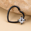 316L Surgical Stainless Steel Micro Pave Clear Cubic Zirconia Hoop Nose Rings WGE451E-02-1