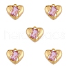 5 Pieces Heart Brass Charm with Pink Cubic Zirconia Valentine's Day Pendant Love Charm Pendant for Jewelry Earring Making Crafts JX384A-1