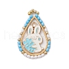 Easter Theme Glass Seed Beaded Teardrop with Rabbit Pendants PALLOY-MZ00580-01-1