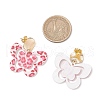 Brass Printing Acrylic Butterfly Dangle Stud Earrings EJEW-JE06431-04-3