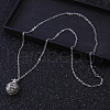 Brass Hollow Round Cage Essential Oil Diffuser Pendant Necklace with Black Lava Rock Ball Inside AE9396-2