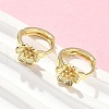 Flower Brass Hoop Earrings EJEW-Z102-02G-3