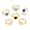 Brass Enamel Cuff Rings RJEW-S045-114-NR-1