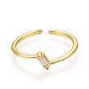 Mother's Day Rings Brass Micro Pave Clear Cubic Zirconia Cuff Rings for Women KK-T070-115-2