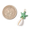 Starfish Dyed Synthetic Turquoise & Natural Cowrie Shell Pendants PALLOY-JF03553-2