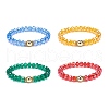 4Pcs 4 Style Glass & Rhinestone Beaded Stretch Bracelets Set for Women BJEW-JB08803-1