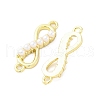Brass & ABS Imitation Pearl Infinity Connector Charms KK-D325-03G-3