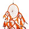 Handmade Round Polyester Woven Net/Web with Feather Wall Hanging Decoration HJEW-G015-01-3