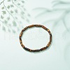 Natural Tiger Eye Column & Synthetic Hematite Stretch Bracelet BJEW-JB08458-01-2