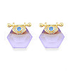 Brass Micro Pave Clear Cubic Zirconia Pendants KK-N227-106-2