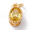 Real 18K Gold Plated Brass Inlaid Cubic Zirconia Charms ZIRC-L100-079G-04-2