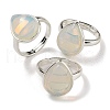 Opalite Teardrop Adjustable Rings RJEW-K371-08S-18-1