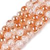 Electroplated Crackle Glass Beads Strands EGLA-N014-6mm-01-1