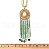 Bohemian 304 Stainless Steel & Imitation Pearl Oval Pendant Necklaces NJEW-Z061-10G-01-5