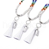 Natural Howlite Bullet & Tassel Pendant Necklace with Mixed Gemstone Beaded Chains NJEW-E585-02H-1